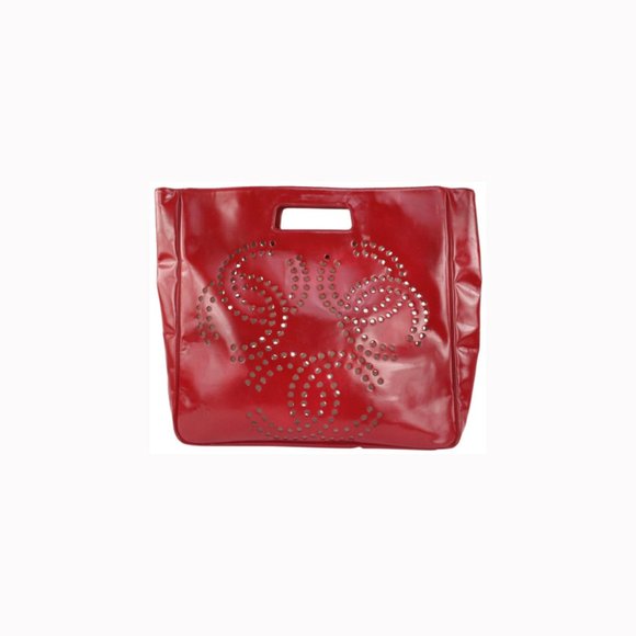 Chanel Red Patent 3 CC Perforated Tote Bag 7C1021 - Picture 1 of 12